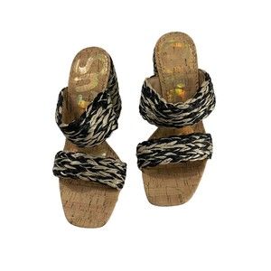 Circus By Sam Edelman Womens Estella Raffia Sandals Chunky Heels SlipOn 7.5